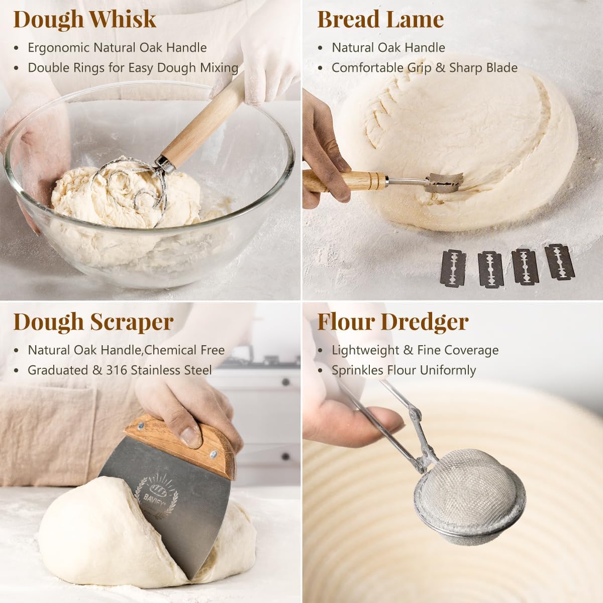 Skiennix Sourdough Starter Kit - Complete Bread Baking Supplies with Proofing Baskets & Tools