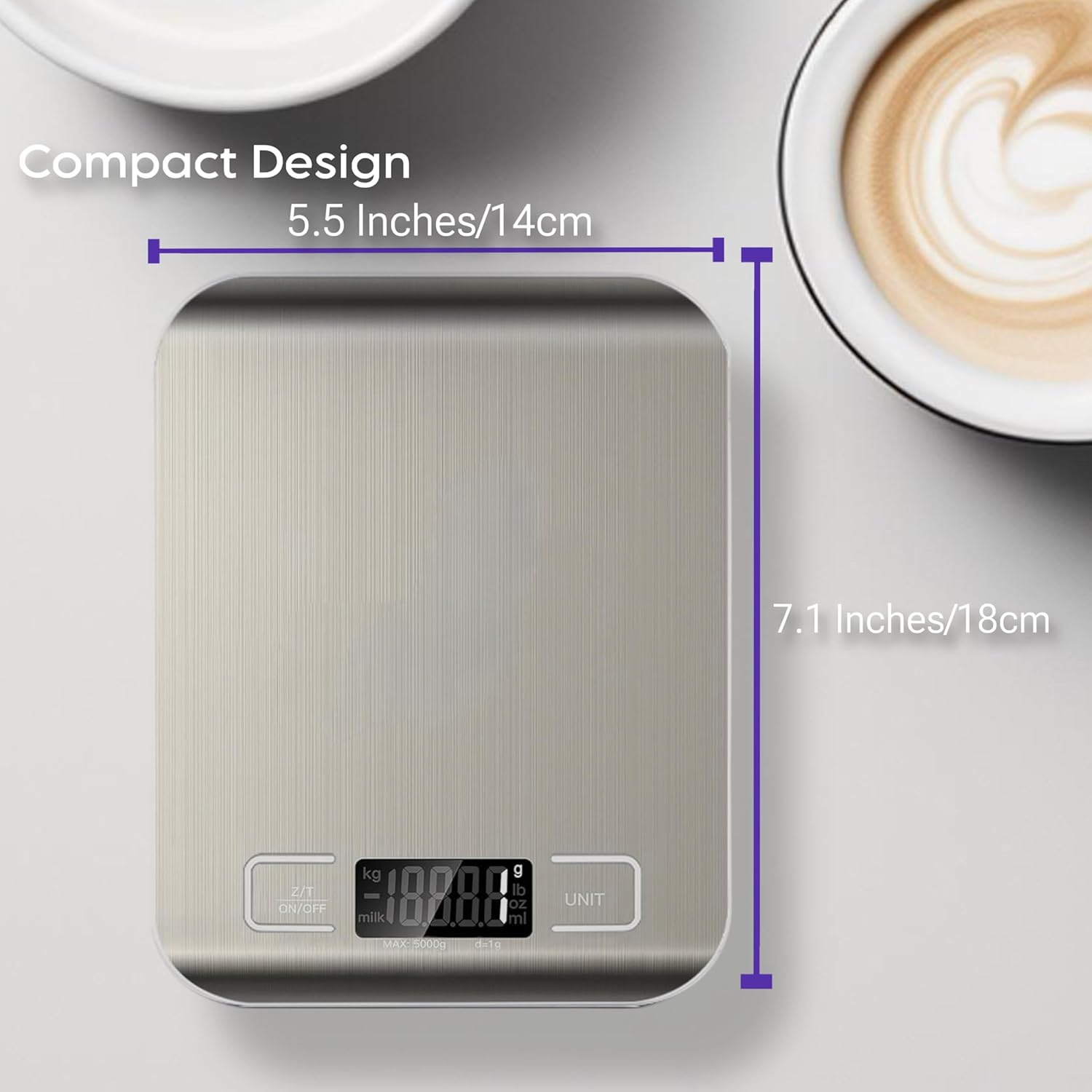 Skiennix Digital Kitchen Scale - Precision Food Scale in Grams & Ounces | Stainless Steel, Compact Design for Cooking & Baking