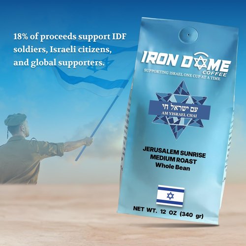 Iron Dome Coffee – Jerusalem Sunrise Medium Roast Ground Coffee – Smooth and Balanced 12oz Bag – Freshly Roasted, Ground Coffee – Inspired by the Warmth and Heritage of Jerusalem