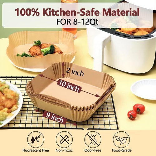 10 Inch Air Fryer Liners by [Brand Name] | 250PCS Heat Resistant Non-Stick Parchment Paper for Baking