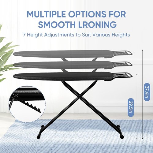 Jakeefud Full Size Ironing Board - 15" X 47" with Heat Resistant Cover & Safety Iron Rest
