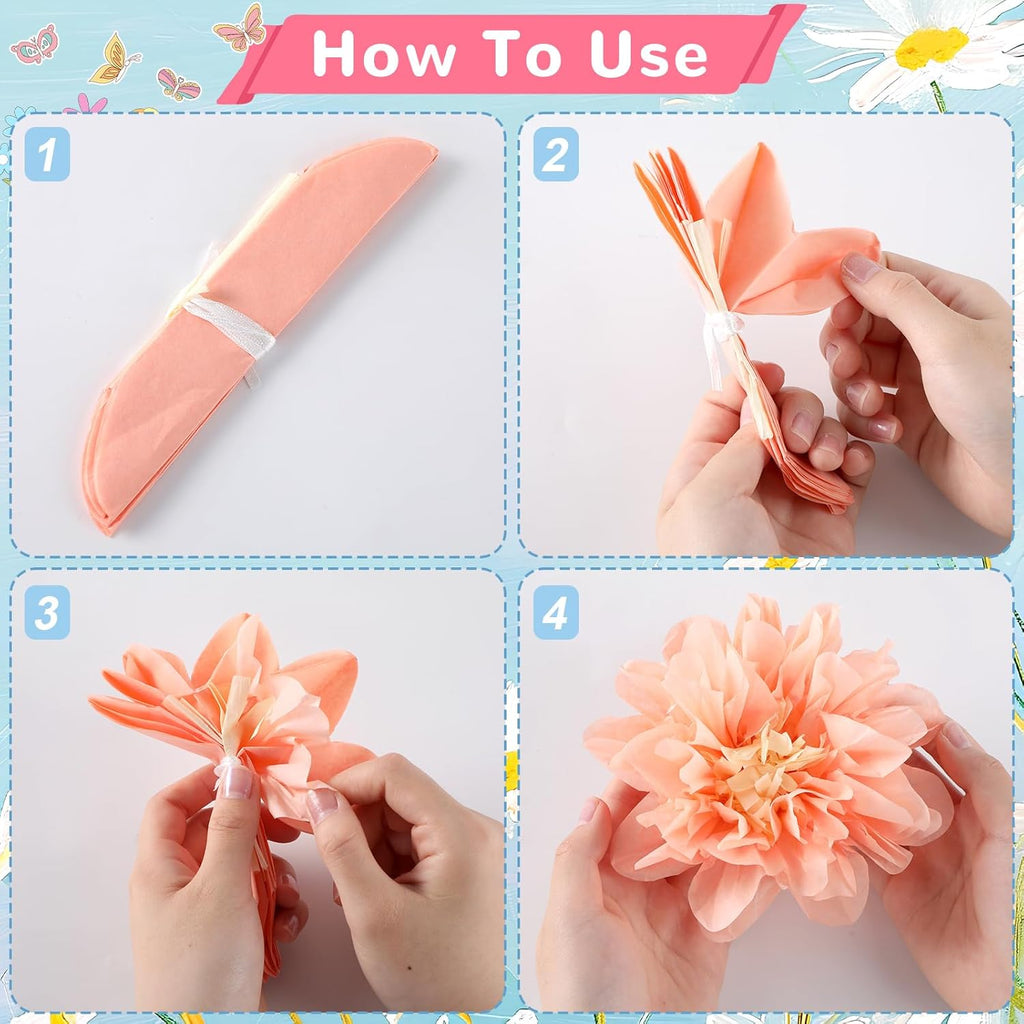 Skiennix Flower Bulletin Board Decorations - 3D Tissue Paper Pompoms & Butterfly Cutouts | Floral Classroom Decor