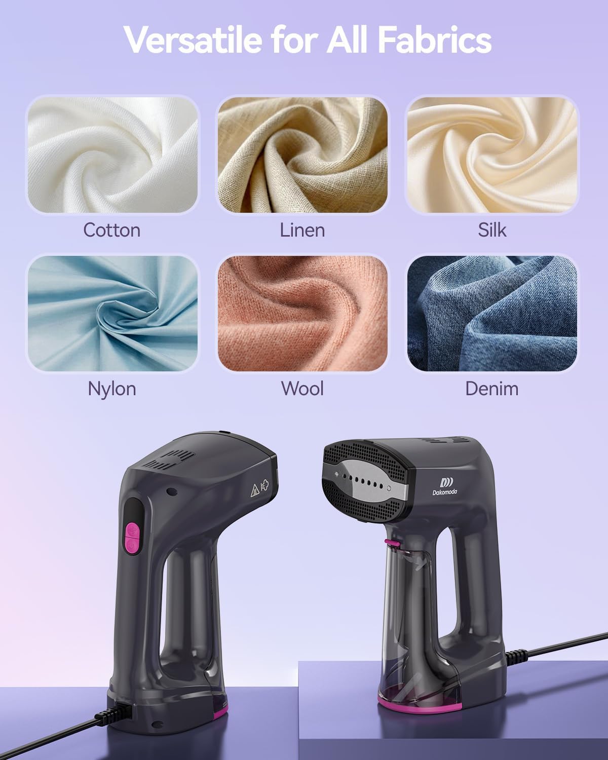 Skiennix Handheld Clothes Steamer - 3500Pa Suction, LED Display, 2-in-1 Steaming & Ironing, 160ml Tank