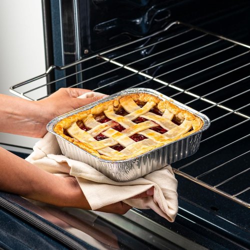 GUSTO 25 Sets 8-Inch Square Foil Pans with Lids - Durable Disposable Containers for Baking & Storing