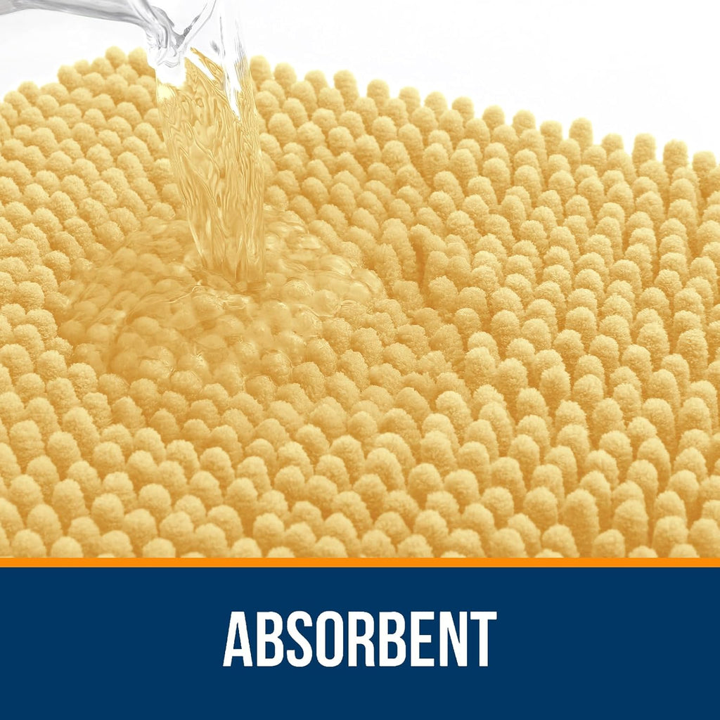 OLANLY U-Shaped Toilet Rug - Extra Soft Chenille, Quick-Dry, Non-Slip Bath Mat | 24x20 Inches, Yellow
