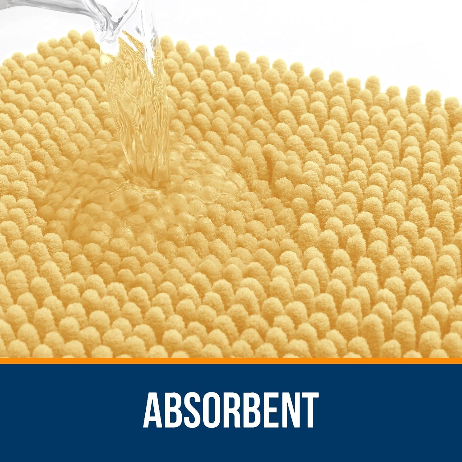 OLANLY U-Shaped Toilet Rug - Extra Soft Chenille, Quick-Dry, Non-Slip Bath Mat | 24x20 Inches, Yellow