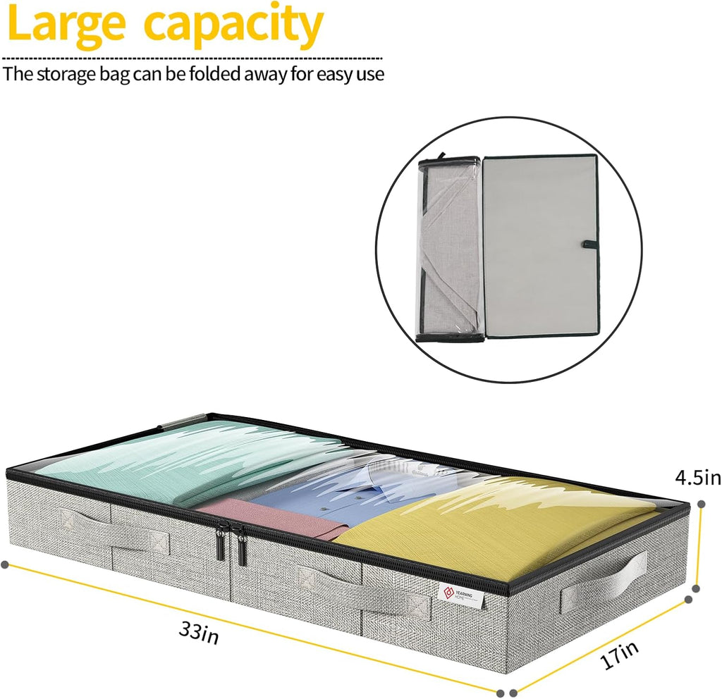 Skiennix Under Bed Storage Containers - Sturdy, Low Profile Design with Clear Windows - 4 Pack