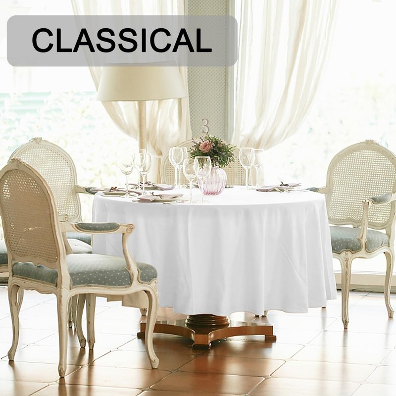 PLOYMONO 8 Pack White 90" Round Tablecloths, Reusable Polyester Table Covers for Buffet Banquet Party Wedding Restaurant