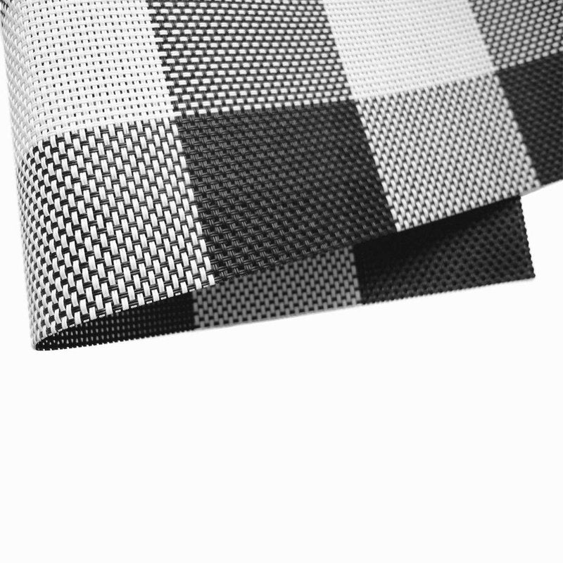 Ukeler Placemats Set of 6- Buffalo Check Placemats Crossweave Plaid Woven Placemats Washable Kitchen Table Mats, Black and White