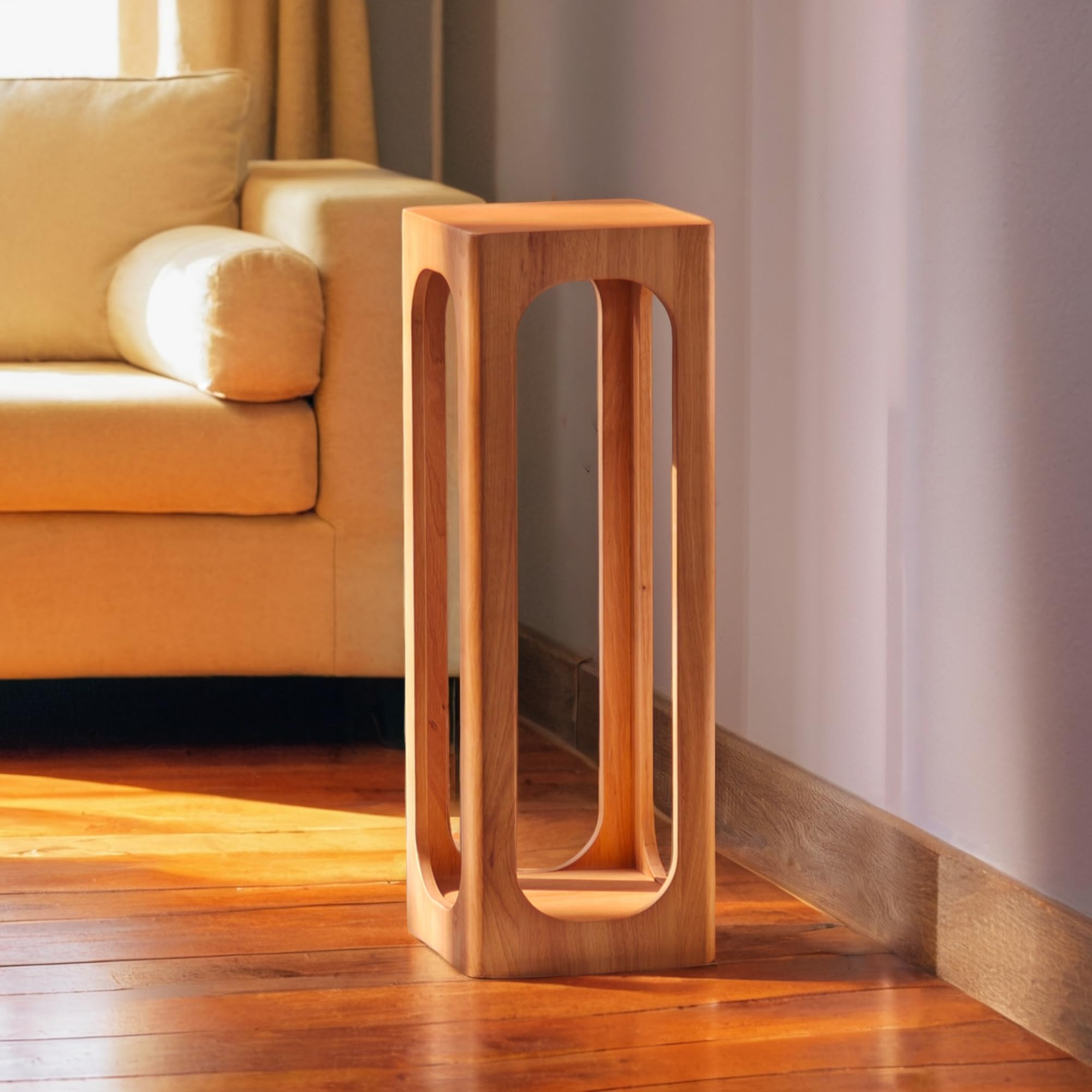 COVLON Drink Table, Soild Wood Small Space Side Table, Decorative End Table for Living Room,Badroom or Entryway Decoration, Natural Wood