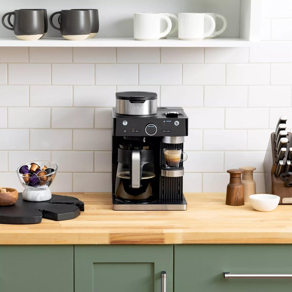 Ninja Refurbished CFN601 Espresso & Coffee Barista System - Single-Serve & 12-Cup Carafe with Built-In Frother