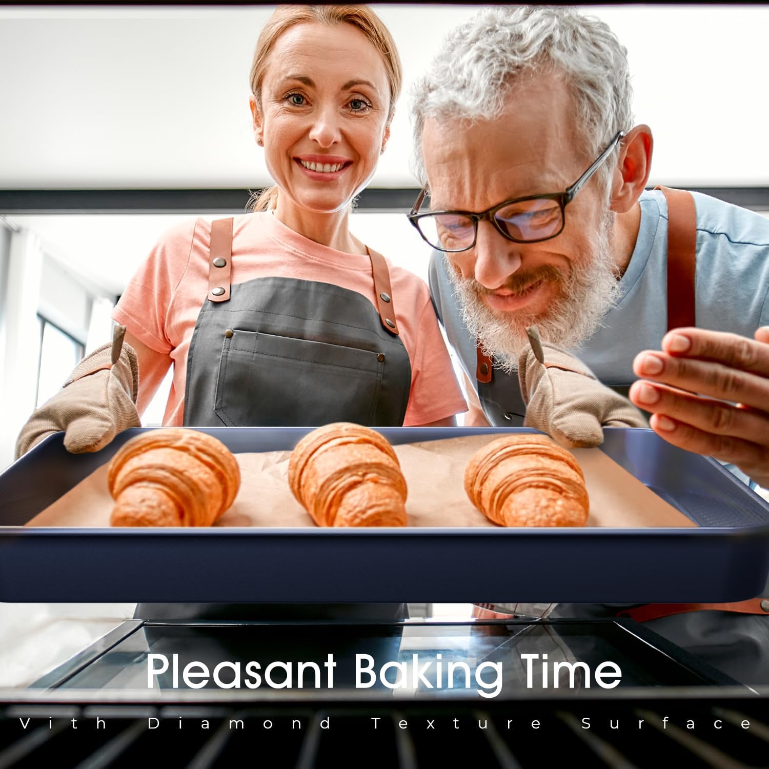 Skiennix 8-Piece Baking Pans Set - Nonstick Bakeware for Oven | Ceramic Coated Blue