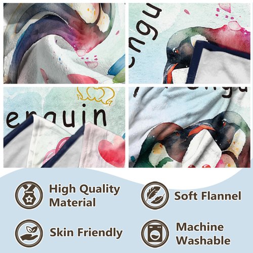 Einanmut Gifts for Her or Him, Wedding Anniversary Blanket, Gift for Wife, Romantic, Birthday, I Love You Gifts for Boyfriend Girlfriend, Wedding Gift for Couples Wife Husband Penguin 60" x 50"