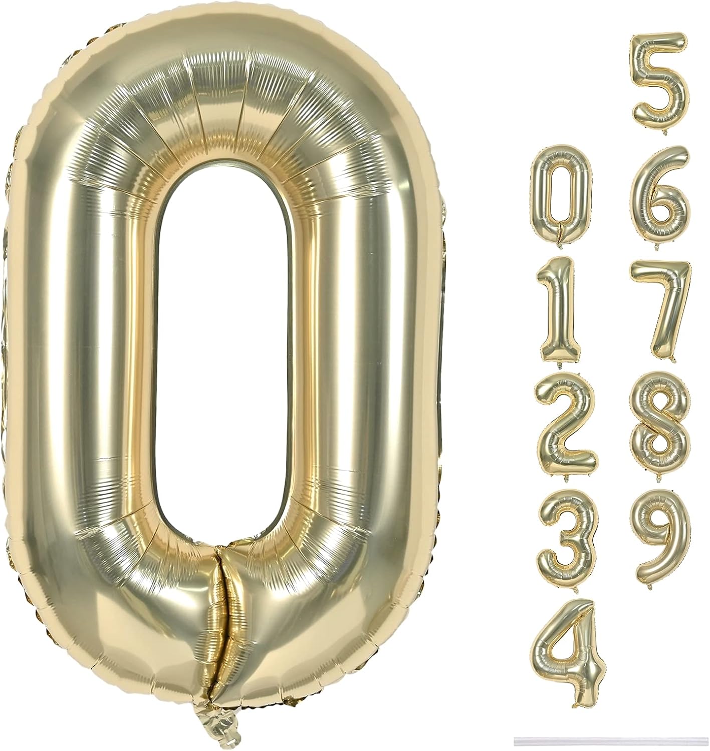 Skiennix 40" Champagne Gold Number 0 Balloon - Large Foil Helium Decoration for Birthdays & Anniversaries