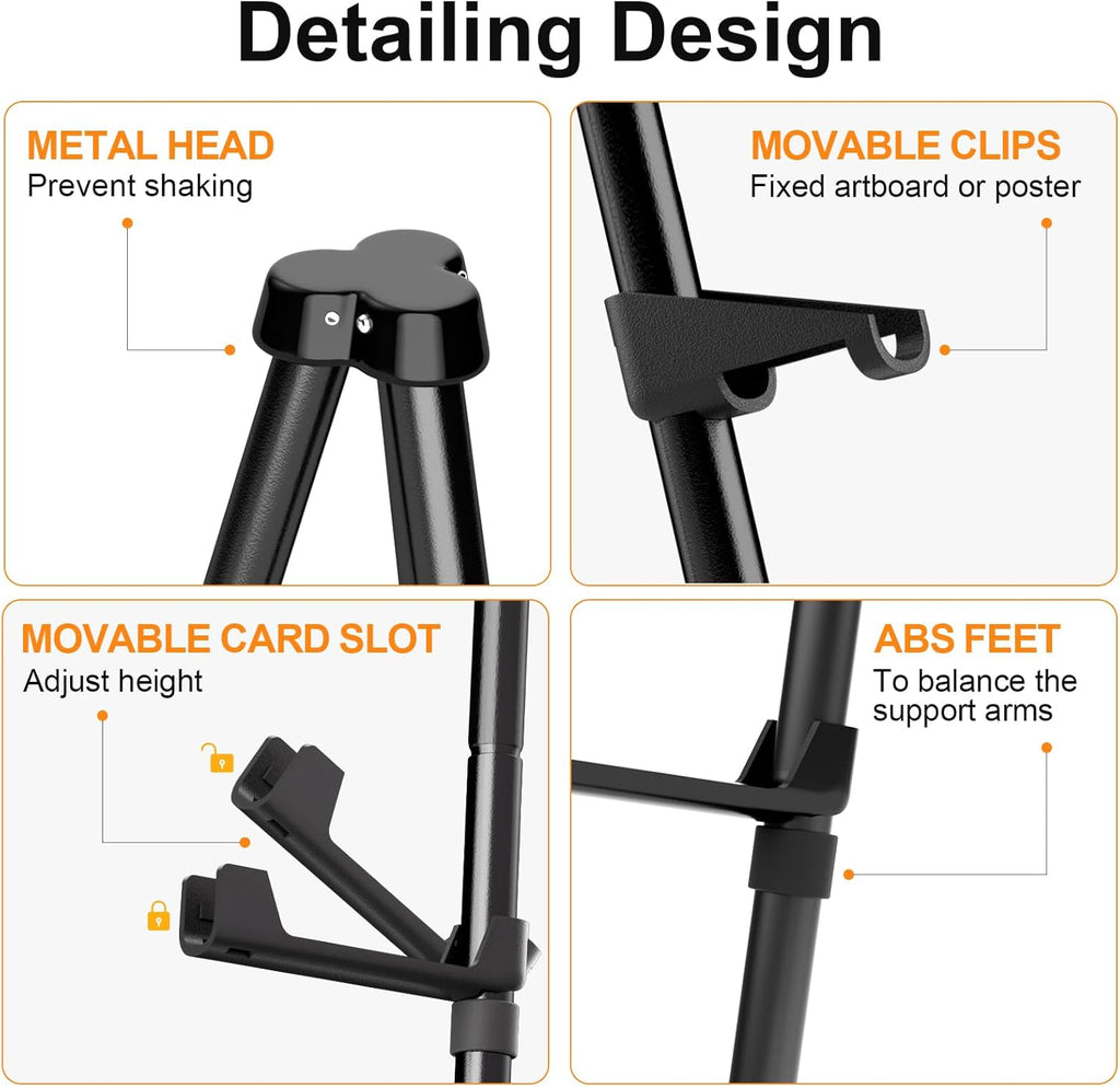 Nicpro Folding Easels - 63 Inch Metal Tripod Stand for Artists & Weddings | 3 Pack with Carry Bag