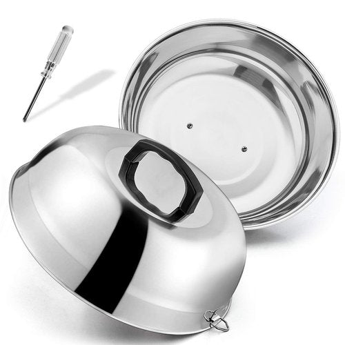 12 inch Cheese Melting Dome, HaSteeL Heavy Duty Round Basting Steam Cover, Stainless Steel Griddle Grill Accessories for Flat Top BBQ Kitchen Cooking Indoor & Outdoor, Dishwasher Safe - (2Packs)
