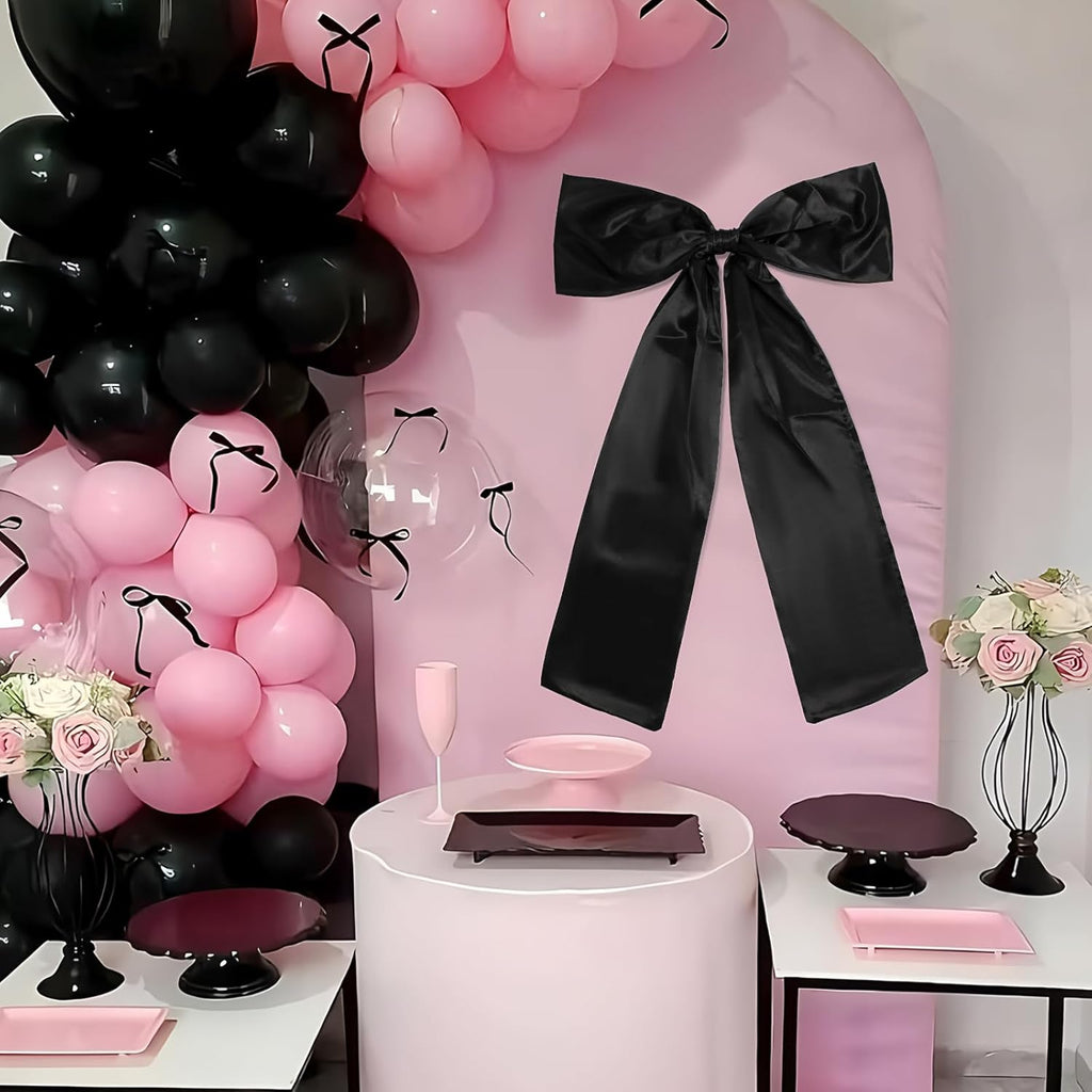 Phoaxul Large Black Bow - Elegant Satin Fabric Birthday Decorations | 24 X 36 in for Parties & Events
