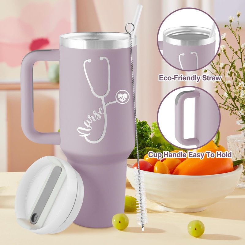 ROSTANTEN Nurse Gifts for Women, Nursing Student, Nurses Practitioner, Registered Nurses - Nurse Appreciation Gifts from Friends, Family, Coworker - 40oz Travel Cup Insulated Tumbler with Lid & Straw
