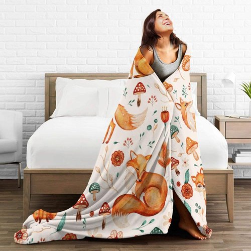 Homieblanket Fox Blanket for Boys Girls, Cute Fox Themed Design Printed Throw Blankets for Kids Lap, Chair Sofa, Warm Soft Cozy Blanket, 40"x 50"
