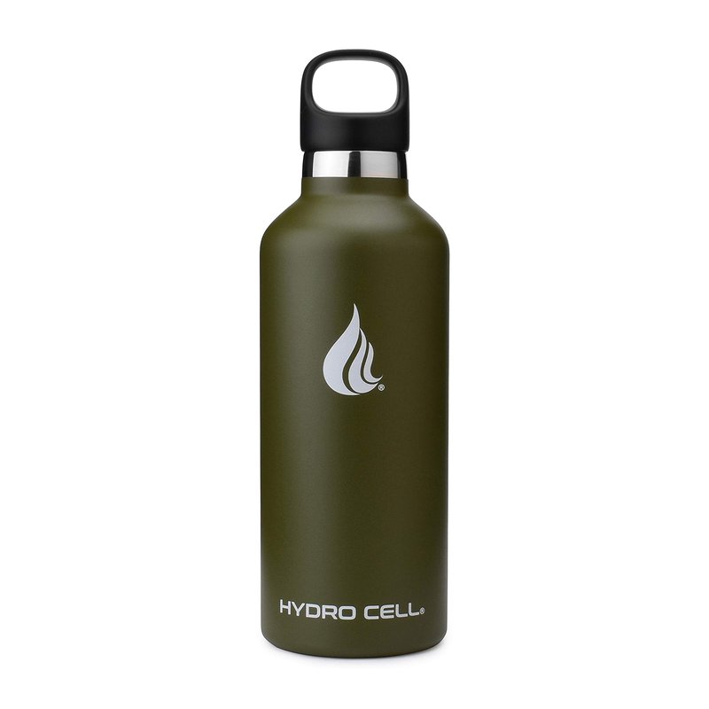 HYDRO CELL Stainless Steel Water Bottle with Straw & 2 Standard Mouth Lids (32oz 24oz 20oz 16oz) Keeps Liquids Hot or Cold w/Double Wall Vacuum Insulated Leak Proof Sport Design (Graphite/Black 32oz)