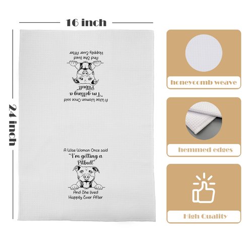 Pitbull Dish Towels - 16 X 24 Inch Funny Hand Towels for Kitchen & Bathroom