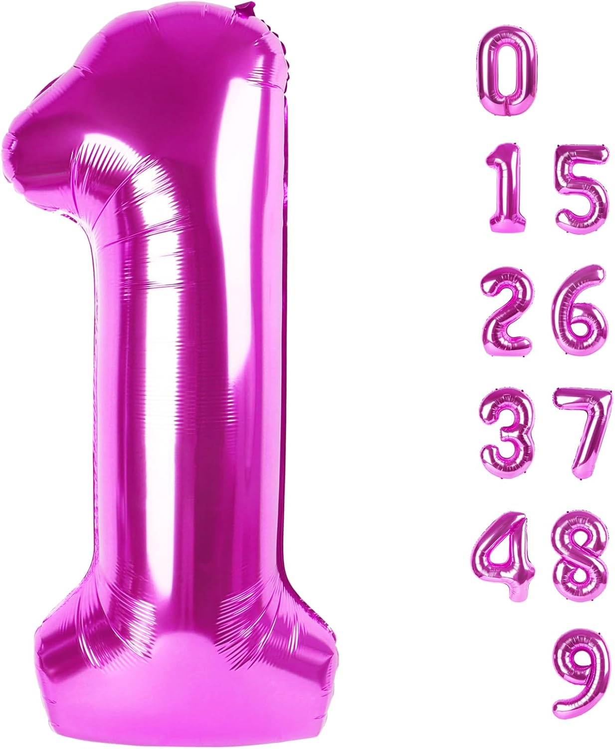 Skiennix Number Balloons - 40 Inch Rose Purple Balloon for 1st Birthday Party Decorations