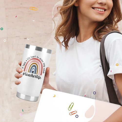 PRPinkRain Teacher Appreciation Gifts - Teacher's Day, Back To School, Graduation, Christmas, Birthday, Thank You, Teacher Gifts for Women, Men - 20 Oz Stainless Steel Tumbler Cup Mug