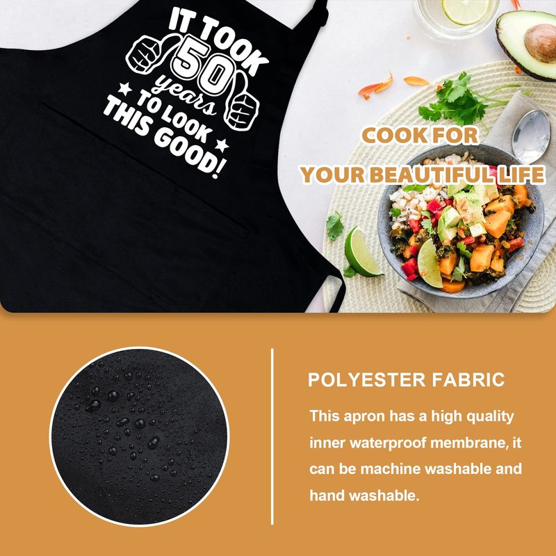 50th Birthday Gifts for Men Women, 1975 Happy 50th Birthday Gift Ideas, 50 Years Old Chef Aprons for Men with 3 Pockets, Funny Cooking Aprons for 50 Years Old Man, Dad, Mom, Husband, Wife, Friends