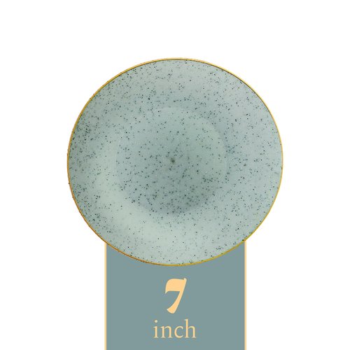 PLASTICPRO 30 Pack Disposable Plastic Plates Heavyweight Granite Look Elegant 7 inch Dinner Plates Green with Gold Rim