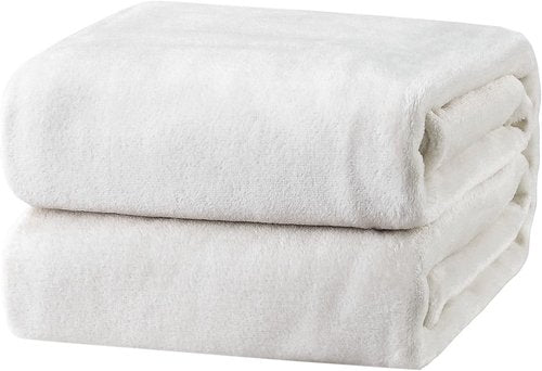 Bedsure GentleSoft Fleece Blanket - Plush, Cozy Twin Size White Blanket for Bed & Travel | 60x80 Inches