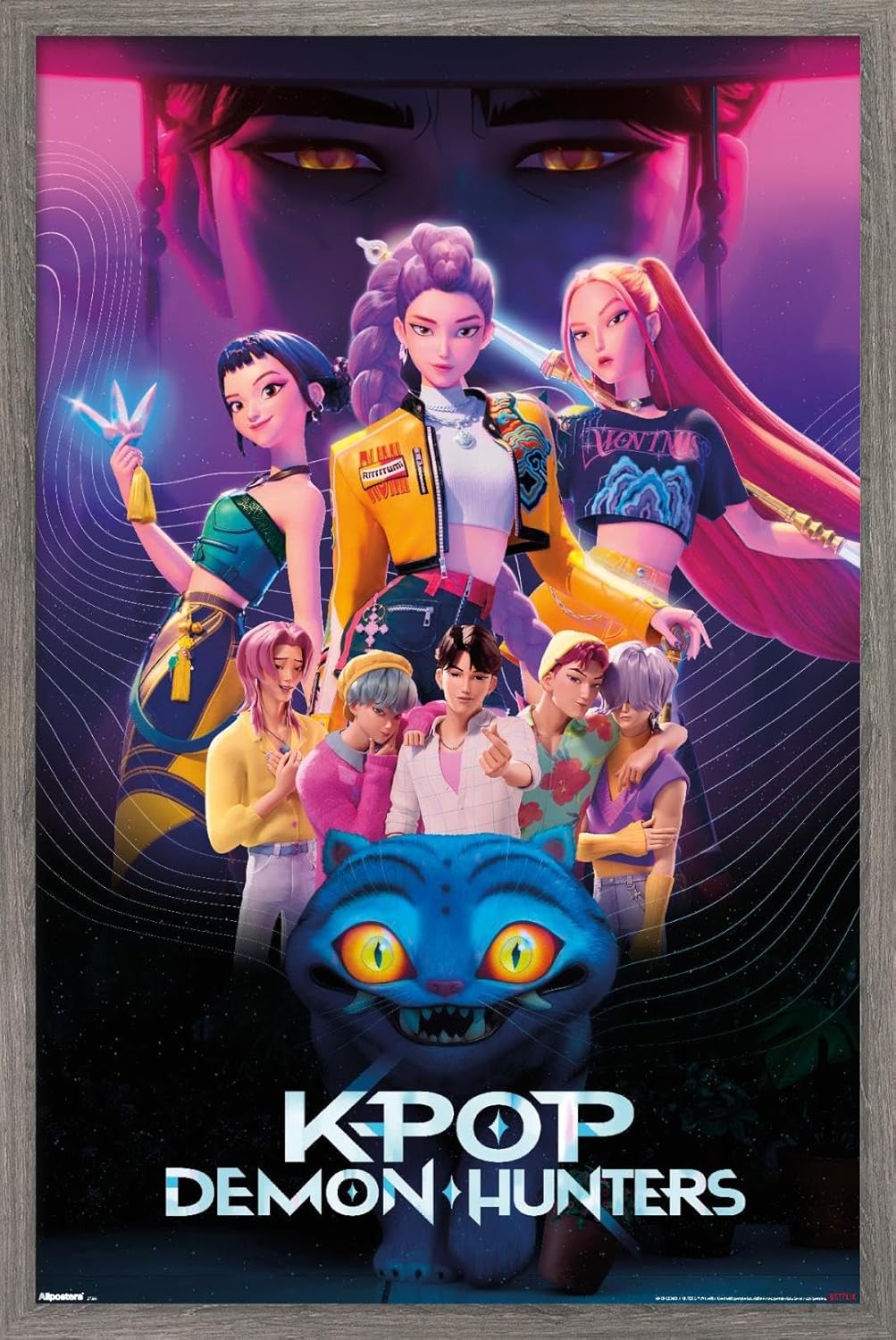 Netflix KPop Demon Hunters Wall Poster - Barnwood Framed, 22.4L x 14.7W