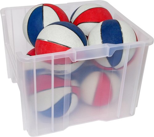 Akro-Mils Stak-N-Store Heavy Duty Stackable Storage Bins - Clear Plastic, 17.5" x 16.5" x 12.5" | 2-Pack