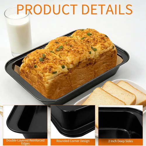 3 Pack Rectangular Cake Pan Set - Non-Stick Carbon Steel Baking Pans | 13 x 9 Inch for Lasagna, Brownies & More