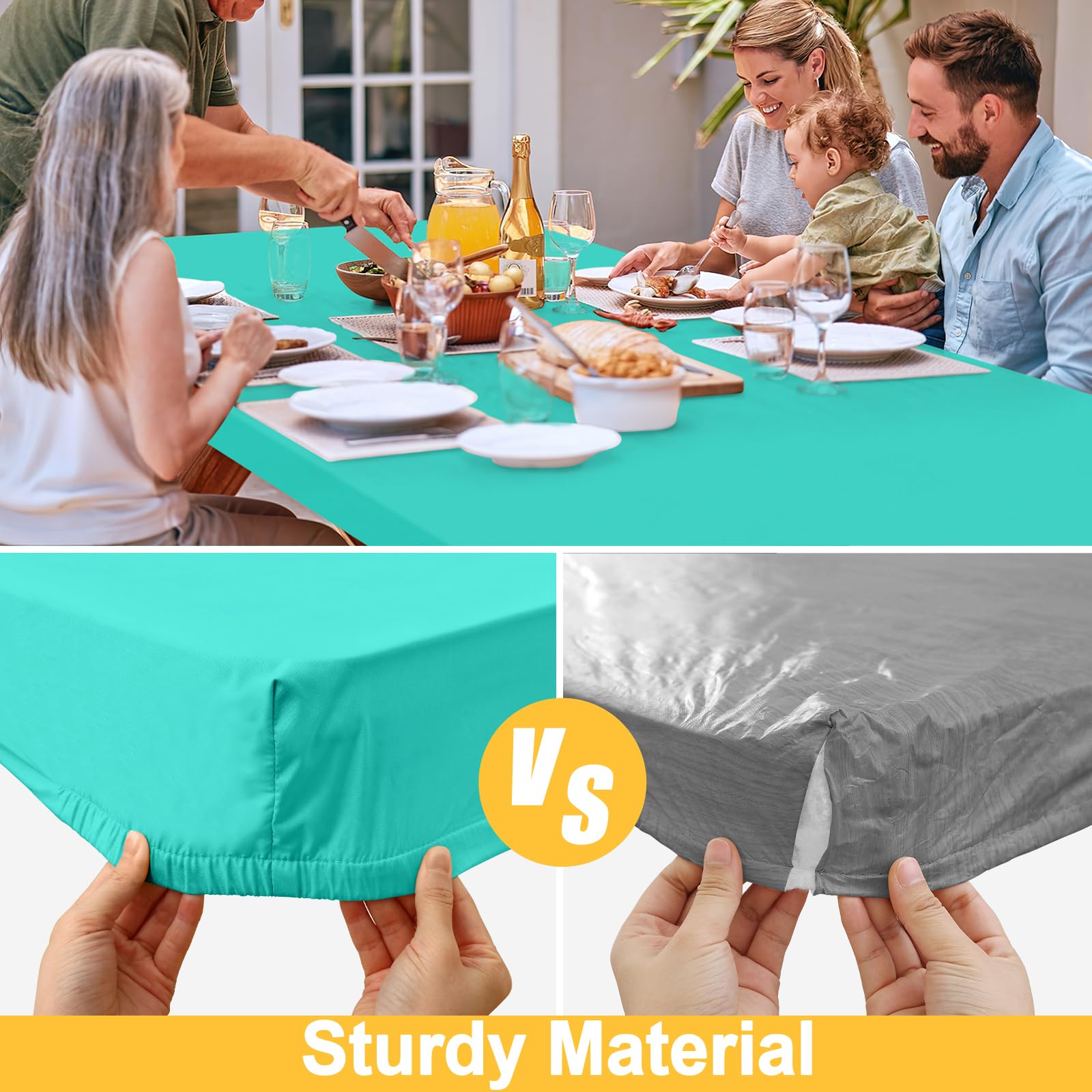 Spotjoy Rectangle Table Cloth, Waterproof Elastic Fitted Tablecloth for 4 Foot Folding Tables, Washable Polyester Tablecloths for Picnic, Camping, Outdoor (Green, 24"x48")