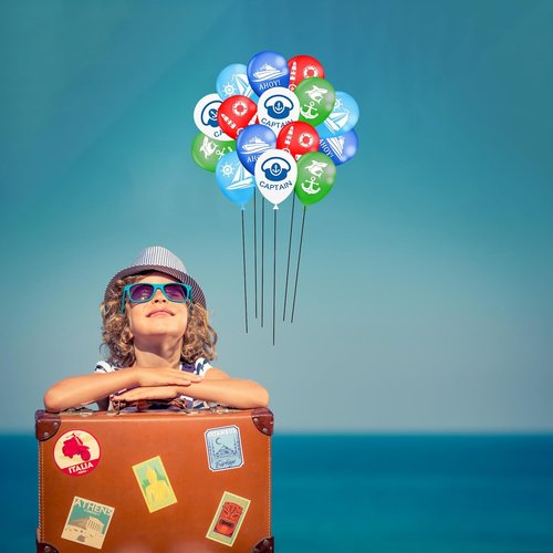 CupaPlay 50PCS Nautical Latex Balloons - Perfect for Coastal Beach Birthday & Classroom Parties