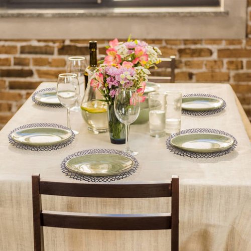 BRKURLEG 10 Pack Pressed Vinyl Metallic Hollow Placemats/Charger/Wedding Accent Centerpiece Round Placemats, Pressed Vinyl Placemat for Dining Table