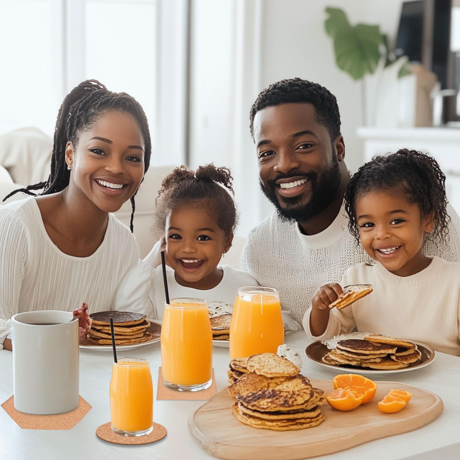 uxcell 60pcs Cork Coasters for Drink, 3 Inch Round Drink Coaster Absorbent Coffee Coaster for Wine Glasses Cups Mugs Home Tabletop Decoration