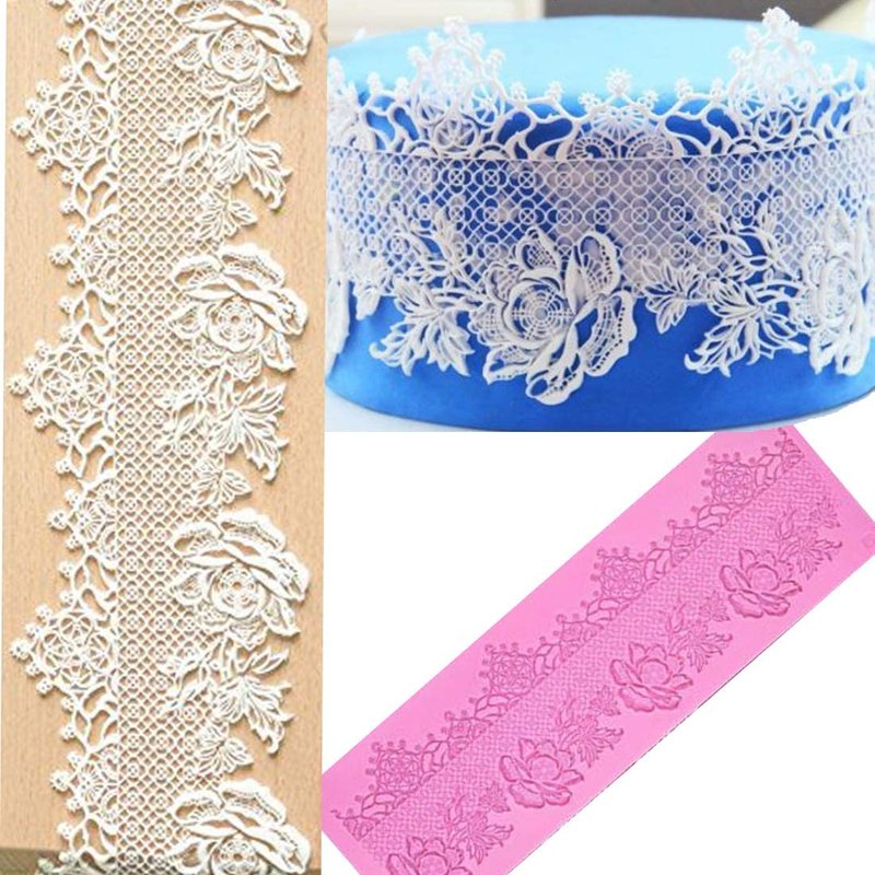Anyana sugar edible wedding floral flower lace cake silicone Embossing Mat Texture fondant impression lace mat decorating mold gum paste cupcake topper icing candy imprint baking moulds craft