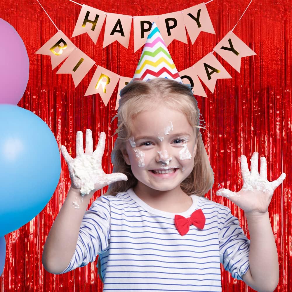 Regine Switzerland 2 Pack Red Streamers | Foil Fringe Backdrop Curtains for Party Decorations