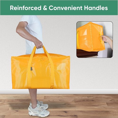 BALEINE Oversized Moving Bags - Heavy-Duty Storage Totes with Reinforced Handles | Light Yellow, 2-Pack