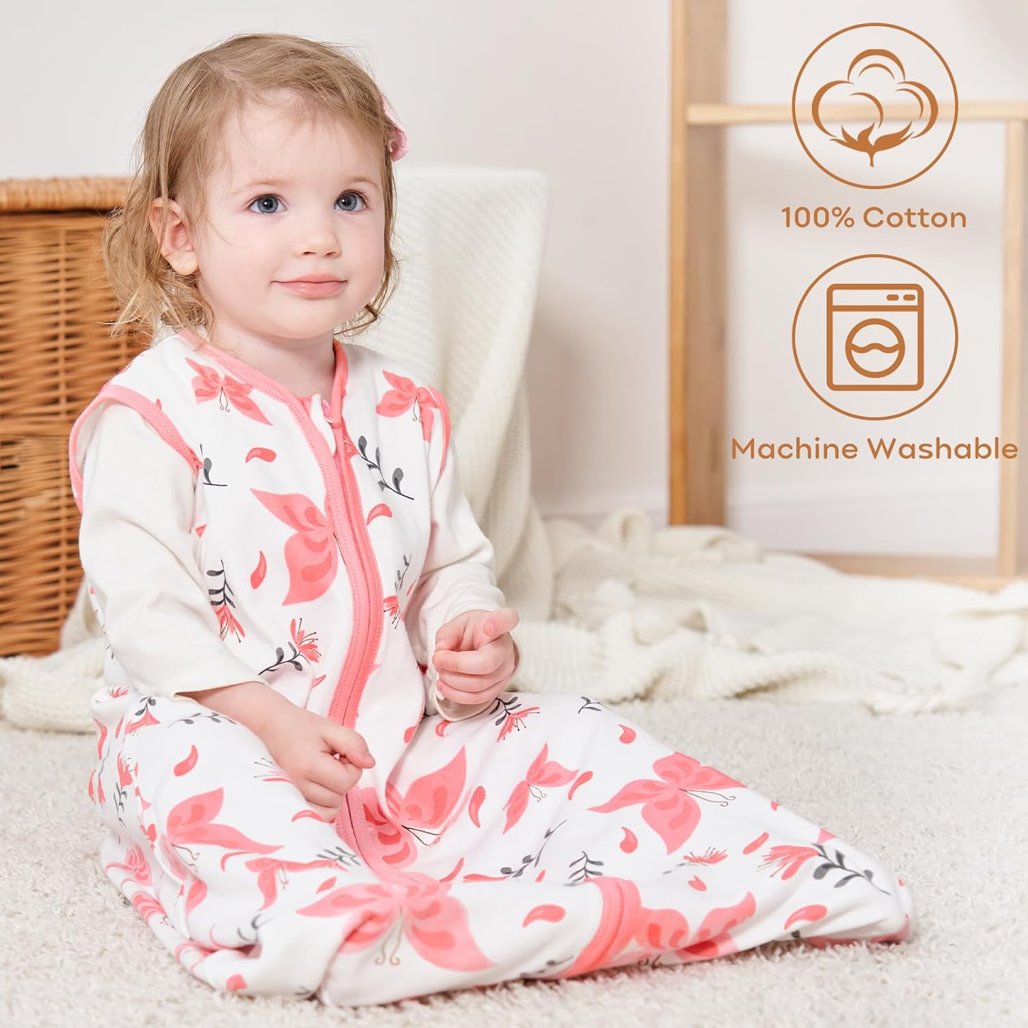Yoofoss Baby Sleep Sack - 100% Organic Cotton Wearable Blanket | 2-Way Zipper, TOG 0.5, Medium (6-12 Months)