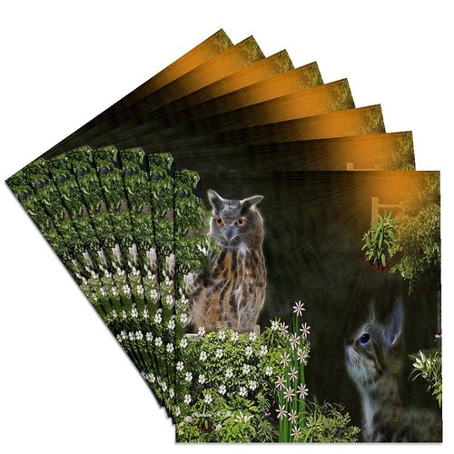 3dRose CST_9108_4 The Owl and The Pussy Cat Ceramic Tile Coasters, Set of 8