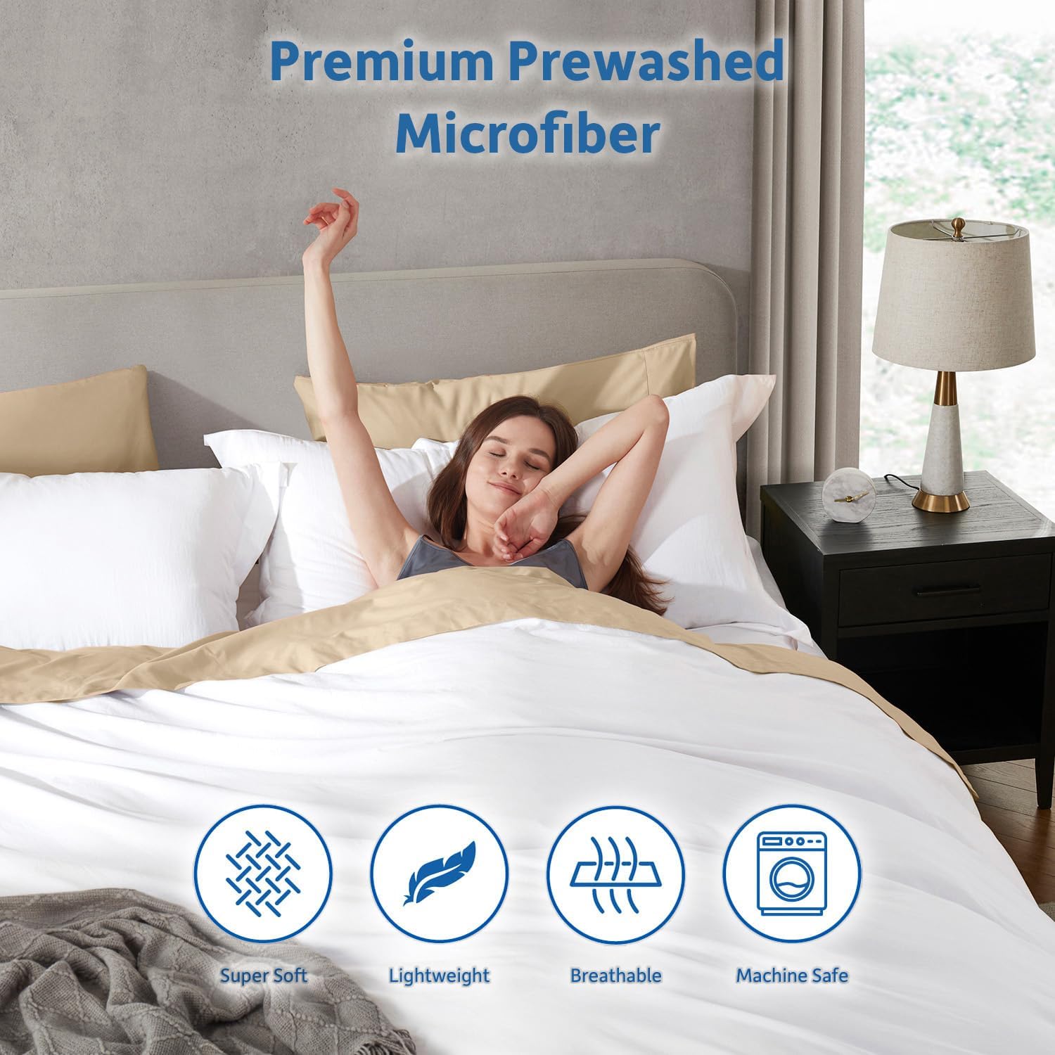 Nestl White Duvet Cover Set - Soft Double Brushed Queen Size, 3 Pieces with Zipper Closure | 90x90 Inches