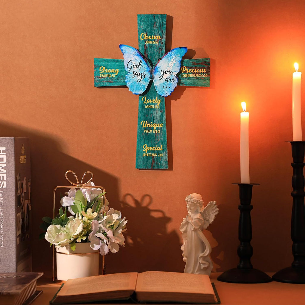 Panelee Inspirational Christian Wood Sign - 11.81 Inch Bible Verse Wall Decor for Home & Office