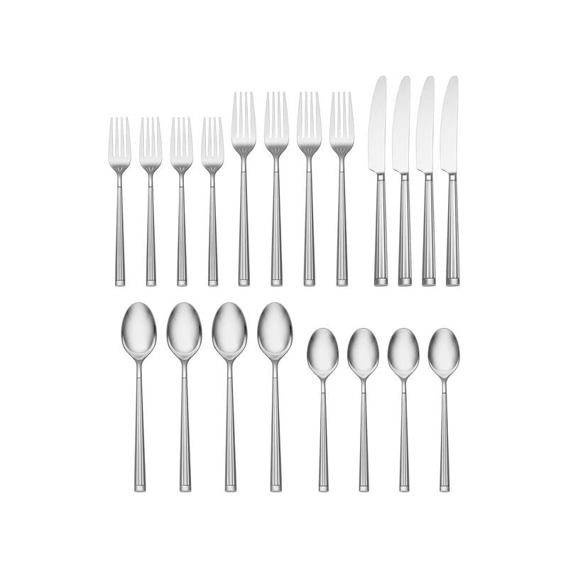 Oneida Silverware Set, Robyn 20-Piece Flatware Set, Service For 4, 18/0 Stainless Steel, Dishwasher Safe, Kitchen Cutlery Sets, Kitchen Utensils Sets, Knives Spoons And Forks, Home (Silver, 20 Pieces)