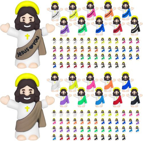Mini Jesus Figures by [Brand Name] - 110PCS Religious Figurines for Easter Egg Stuffers & Party Favors | 2 Styles