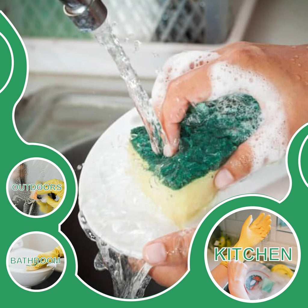 Skiennix Kitchen Cleaning Sponges - Non-Scratch Scrub Sponges, Stink-Free, 24 Pack for Pots & Pans