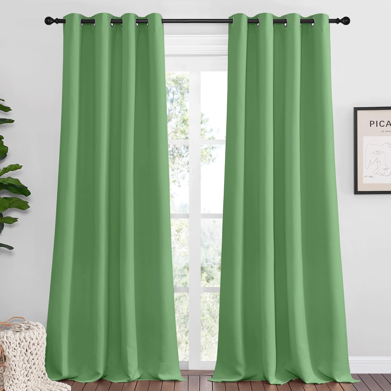 NICETOWN Blackout Curtains - Forest Green Thermal Insulated Drapes | 102" Length, 2 Panels, 55" Wide