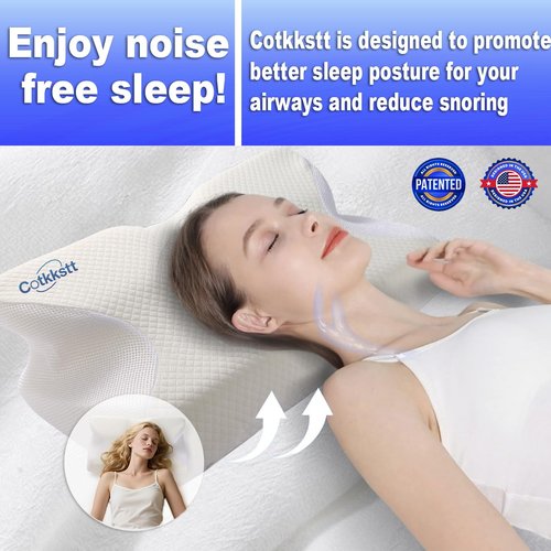 Cotkkstt Cervical Pillow for Neck and Shoulder,Butterfly Pillow,Memory Foam Pillow with Pillowcase,Osteoarthritis Cervical Pillow for Neck Pain Relief.