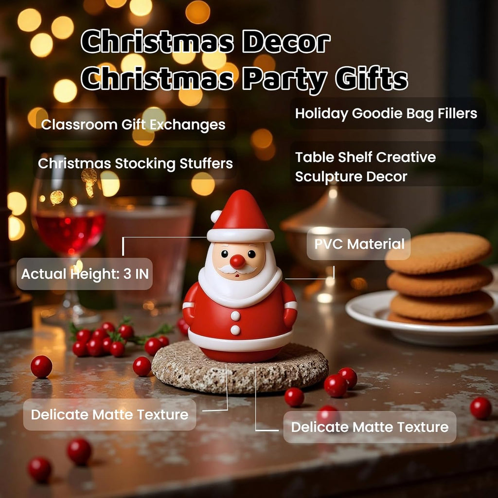 Skiennix Mini Santa Claus Decor - Adorable 3D Christmas Figurines for Holiday Cheer | Perfect for Coffee Tables & Mantels